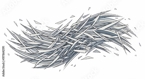 Abstract Swirl of Sharp Metallic Shards.