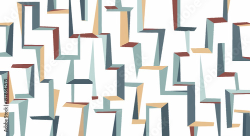 Abstract geometric pattern with sharp angles and muted colors.
