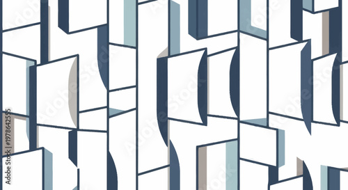 Abstract geometric pattern with repeating shapes and shadows.