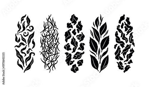 Loose tea leaves piles including green tea leaves, black tea leaves, oolong tea leaves, white tea leaves, pu erh tea leaves, bold