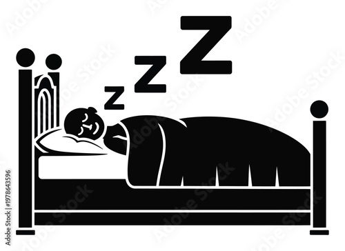 Person sleeping soundly in bed with Zzz's indicating sleep