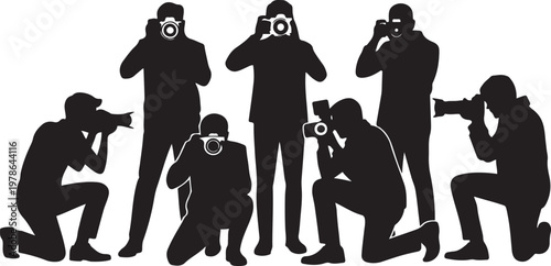 Fotografía Photographer silhouettes with cameras isolated