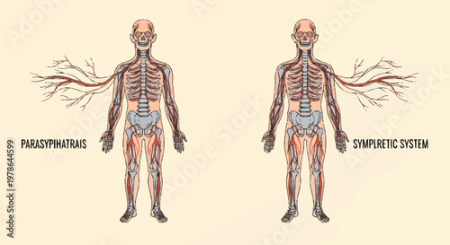 Human Nervous System Parasympathetic and Sympathetic Divisions Diagram.
