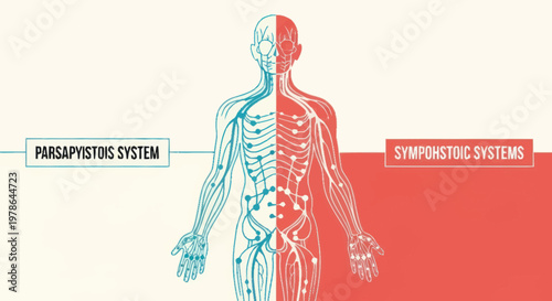 Human Autonomic Nervous System Diagram Showing Two Divisions.