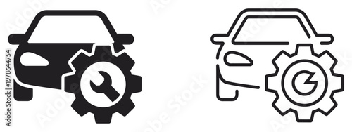 Car service vector icon, car repair sign symbol for vehicle maintenance, auto service, and garage repair, clean isolated vector illustration for apps and