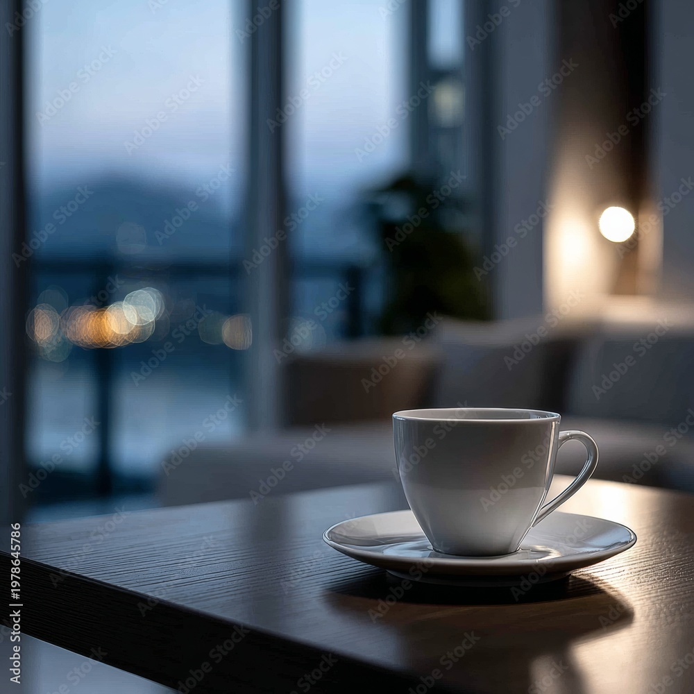 Fototapeta premium Evening coffee in a cozy urban setting
