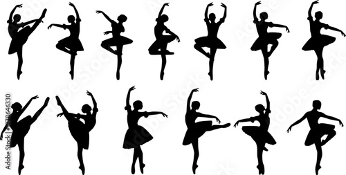 Set of woman performing belly dancing silhouette vector illustration
