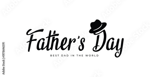 Title father's day hand lettered typography with hat illustration description a stylish father's day graphic features elegant hand lettered text and a charming hat