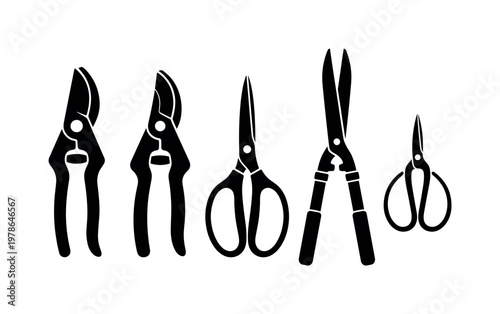 Pruning shears bypass cutting tool, anvil pruner short blade tool, garden scissors fine trimming tool, hedge shears long handle