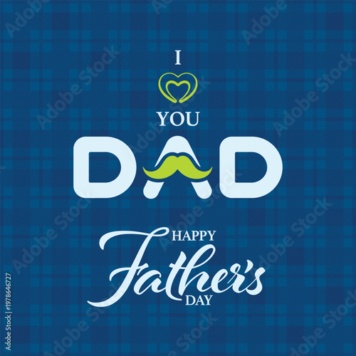 Happy father's day card with heart and mustache design