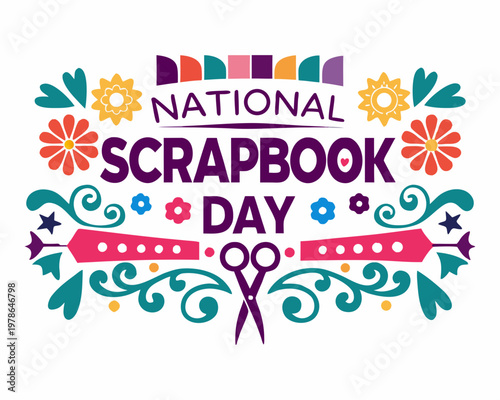 NATIONAL SCRAPBOOK DAY vector illustration isolated on white background