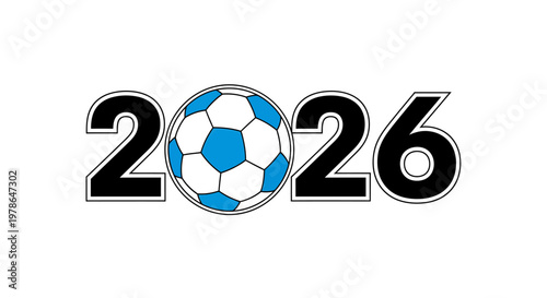 A soccer ball replaces the zero in the year 2026
