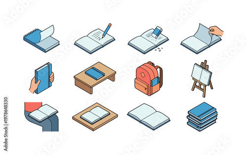 Sketchbook closed cover, sketchbook open pages, spiral sketchbook, hardcover sketchbook, softcover sketchbook, landscape