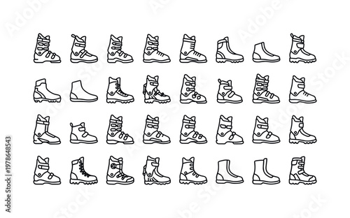 Ski boots with alpine boots, cross country boots, touring boots, freestyle boots and winter sport footwear designs clean monoline