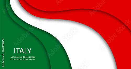 Paper cut national flag of Italy. Vector red, white and green Italian papercut banner. Layered papercut interpretation of the Italian flag. Festive banner Proclamation Day of the Italian Republic