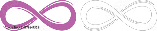 Purple and black outline infinity symbols side by side