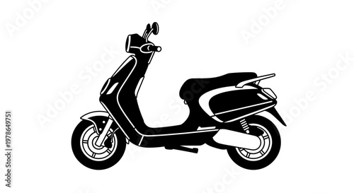 Black silhouette of a modern scooter.