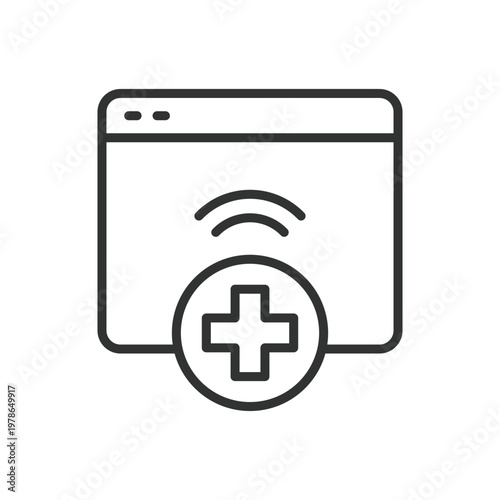Telemedicine service, icon in line design. telemedicine, online healthcare, digital health, remote consultation, medical cross on white background vector. telemedicine editable stroke icon