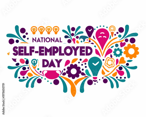 NATIONAL SELF-EMPLOYED DAY vector illustration isolated on white background