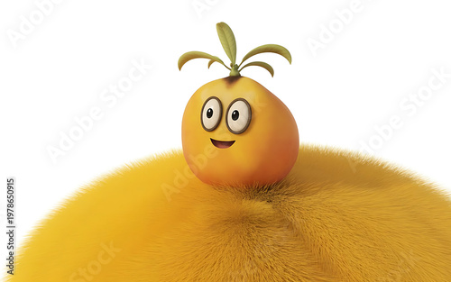 Animated orange with a face a playful and whimsical digital illustration