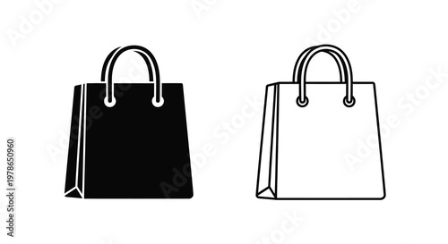 Two shopping bags one black one white side by side