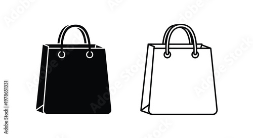 Two shopping bags in contrasting black and white side by side