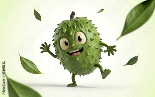 Cheerful durian character a playful and whimsical fruit illustration