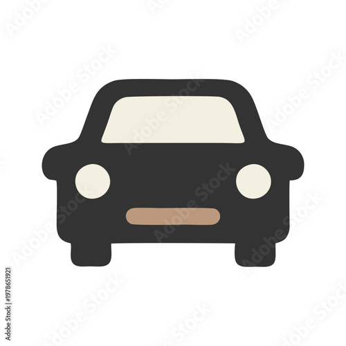 Minimalist car icon in Japandi style, clean geometric vehicle symbol, ideal for parking signage, transport systems, and modern wayfinding design.