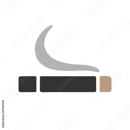 Minimalist smoking area icon in Japandi style, clean geometric cigarette symbol, ideal for designated zone signage, public facilities, and wayfinding systems.