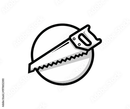 Saw icon over circular background