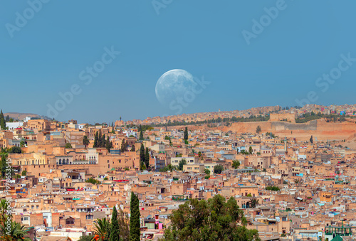 Obraz na płótnie Many buildings within the Medina of Fes, Morocco