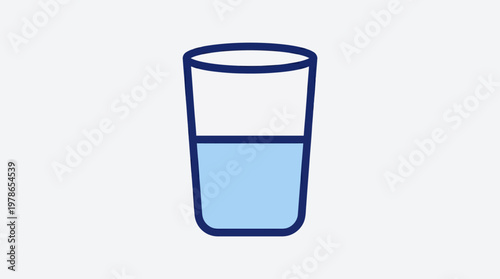 A clear blue glass filled halfway with refreshing water, a symbol of hydration and well-being