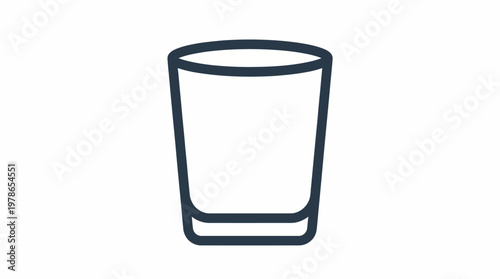 Simple Outline Icon of a Clear Glass Cup on a White Background