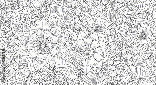 Photos Black and white floral mandala designs.