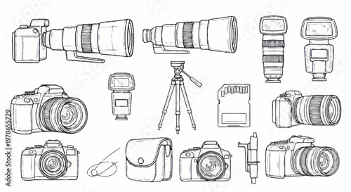 Cameras and photography equipment collection.
