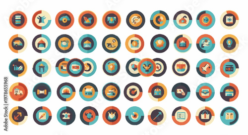 Colorful icons on white background.