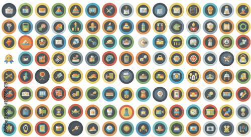 Collection of various colorful icons.