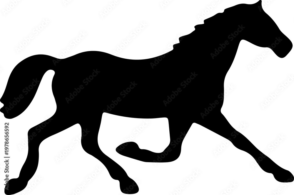 Fototapeta premium Horse silhouettes set, jumping, running and standing horses icons collection.