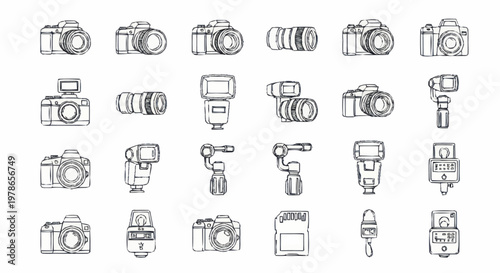 Cameras and photography equipment icons.