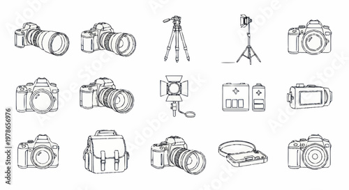 Cameras and photography equipment collection.