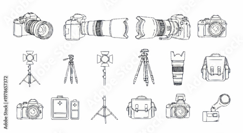 Cameras and photography equipment icons.