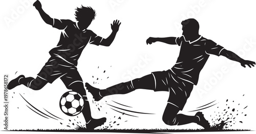 dynamic soccer duel illustration with motion blur and competitive energy