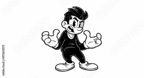 Cartoon character with black hair.