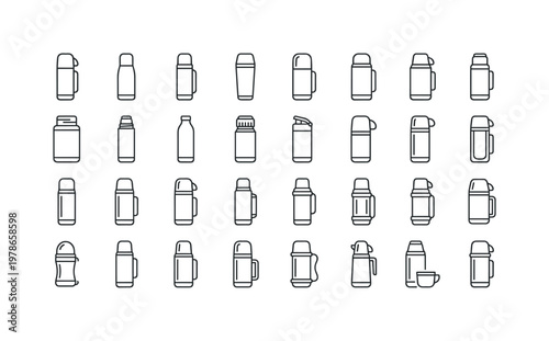 Winter thermoses with vacuum flasks, insulated bottles, steel thermos, travel flasks and outdoor hot drink containers clean