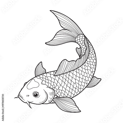 cartoon fish swimming underwater vector illustration