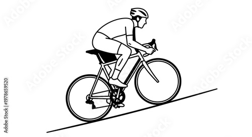Man riding bicycle on a slope.