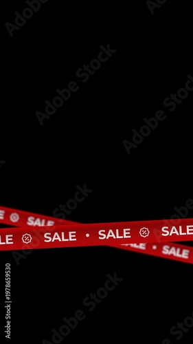 Vertical Scrolling Sale Red Banner Loop with Transparent Background