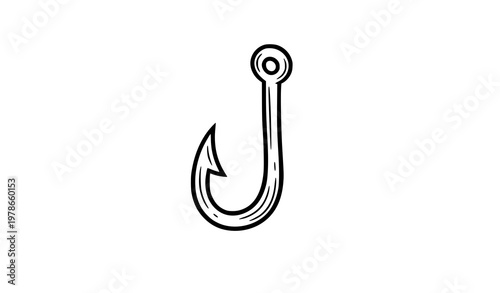 Playful fishhook cartoon fishing hook vector icon