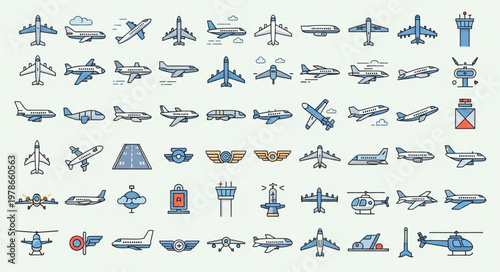Collection of various aircraft and aviation symbols.