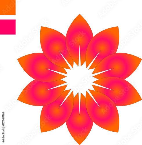 Vibrant Orange and Pink Gradient Floral Mandala with Circular Petal Layers